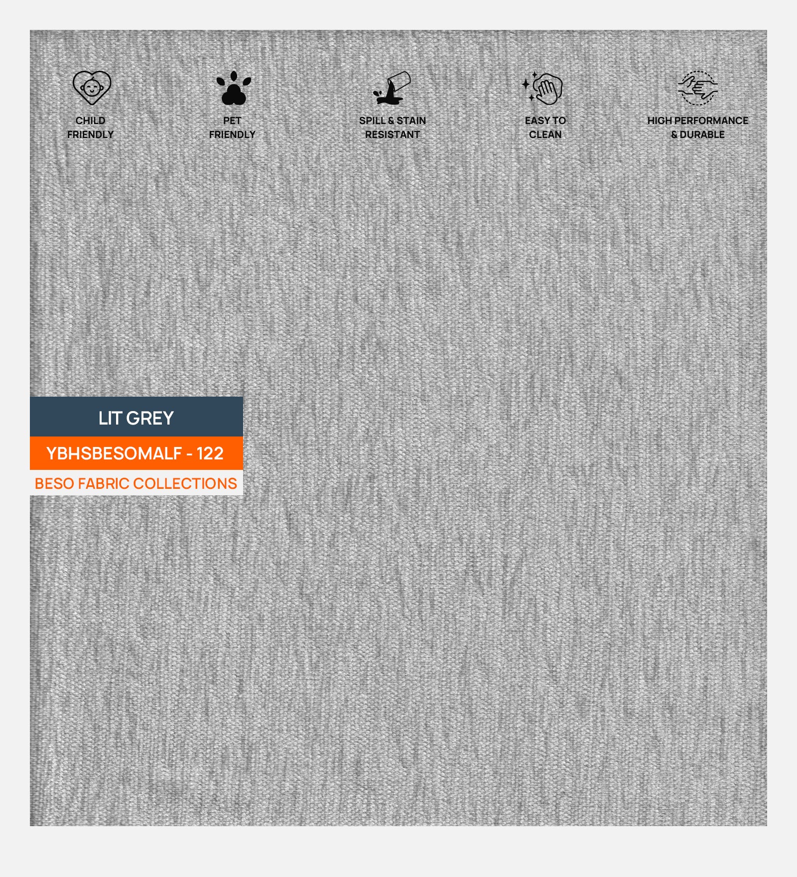 Nigar Fabric 1 Seater Sofa in Lit Grey Colour