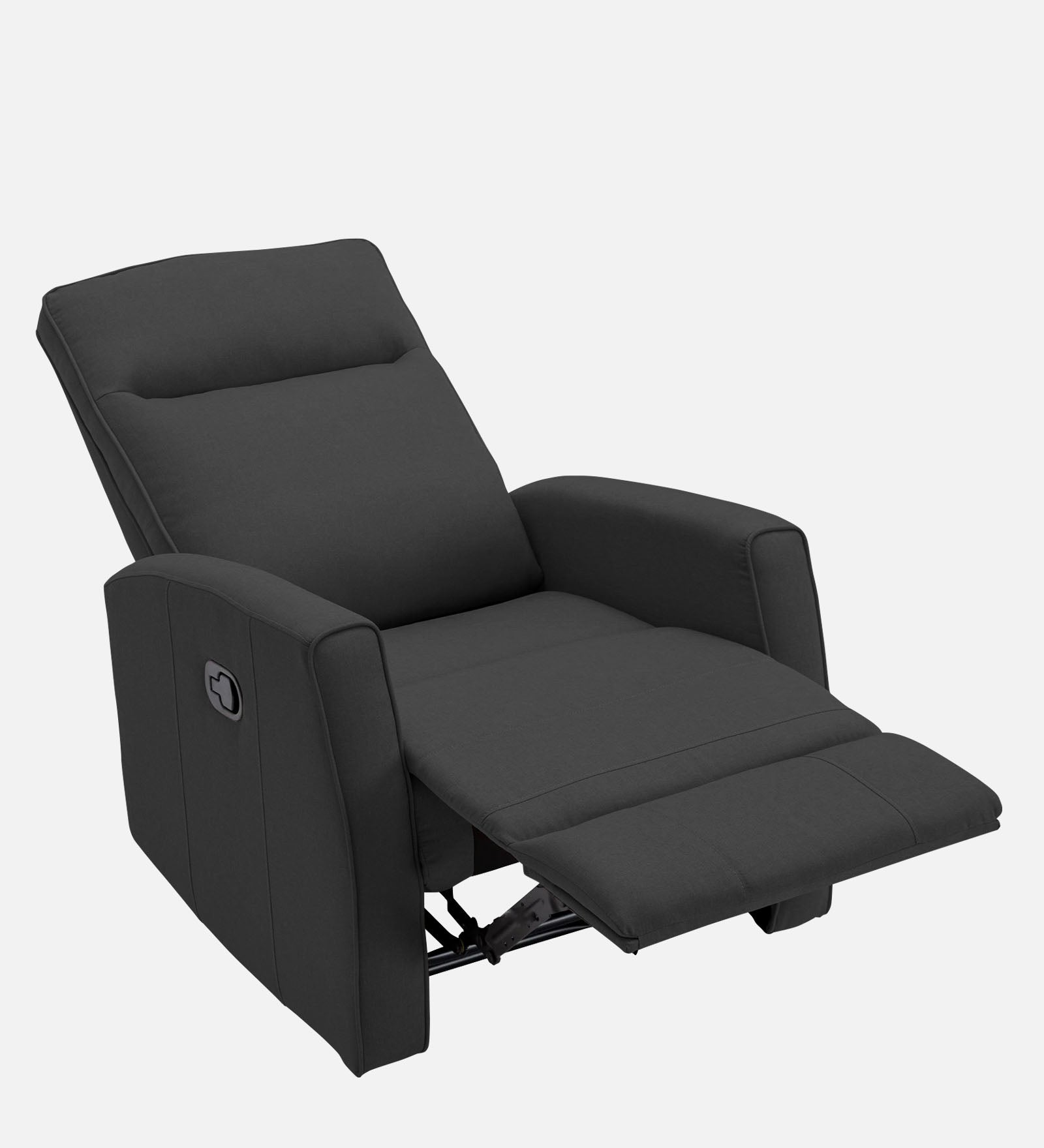 Logan 1 Seater Motorized Fabric Recliner - Charcoal Grey- Side Reclined View by Febonic Living