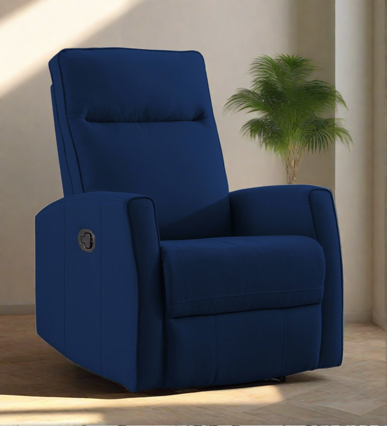 Logan 1 Seater Motorized Fabric Recliner - Royal Blue - Living View by Febonic Living