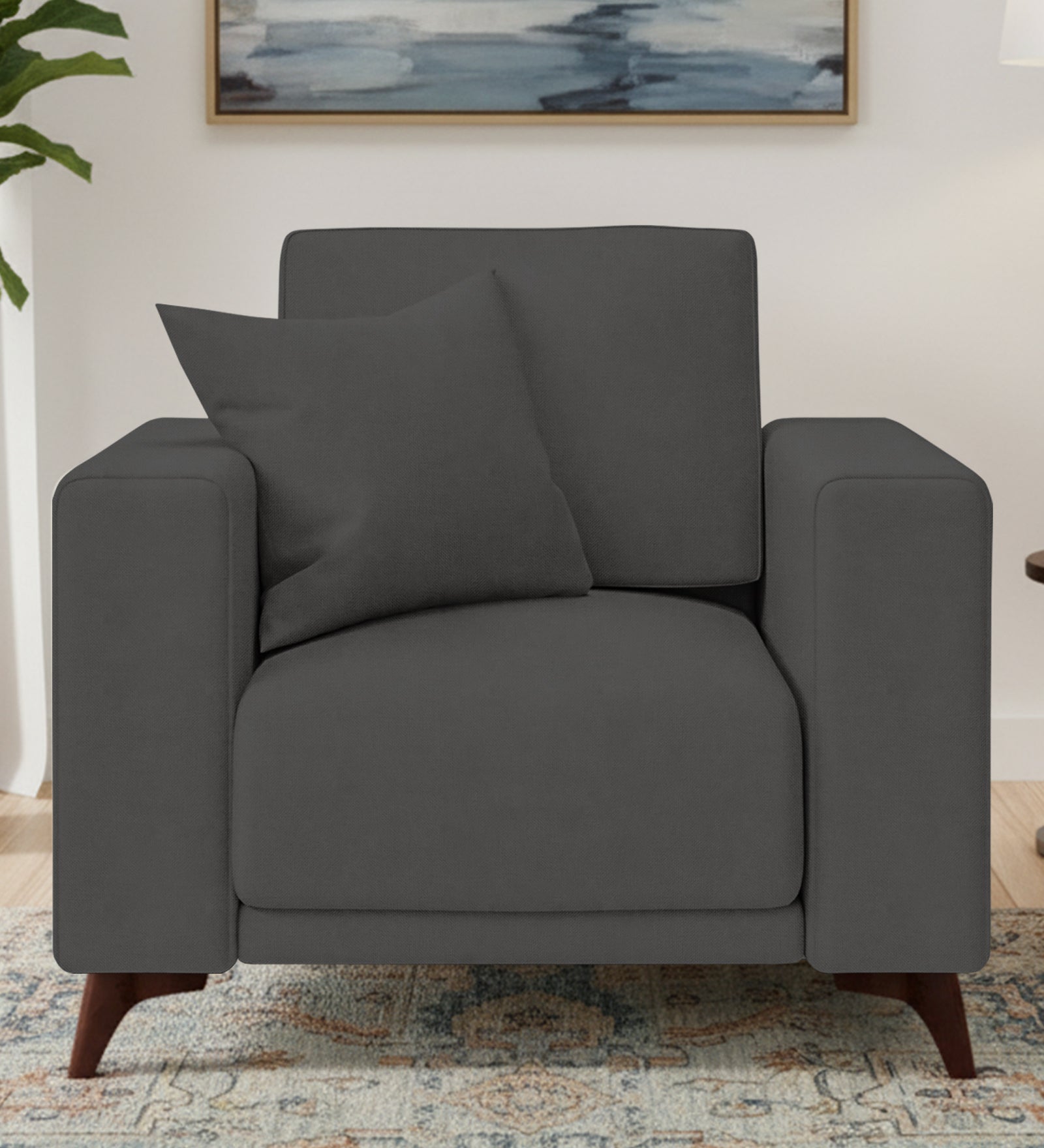 Luca Fabric 1 Seater Sofa In Stone Grey Colour