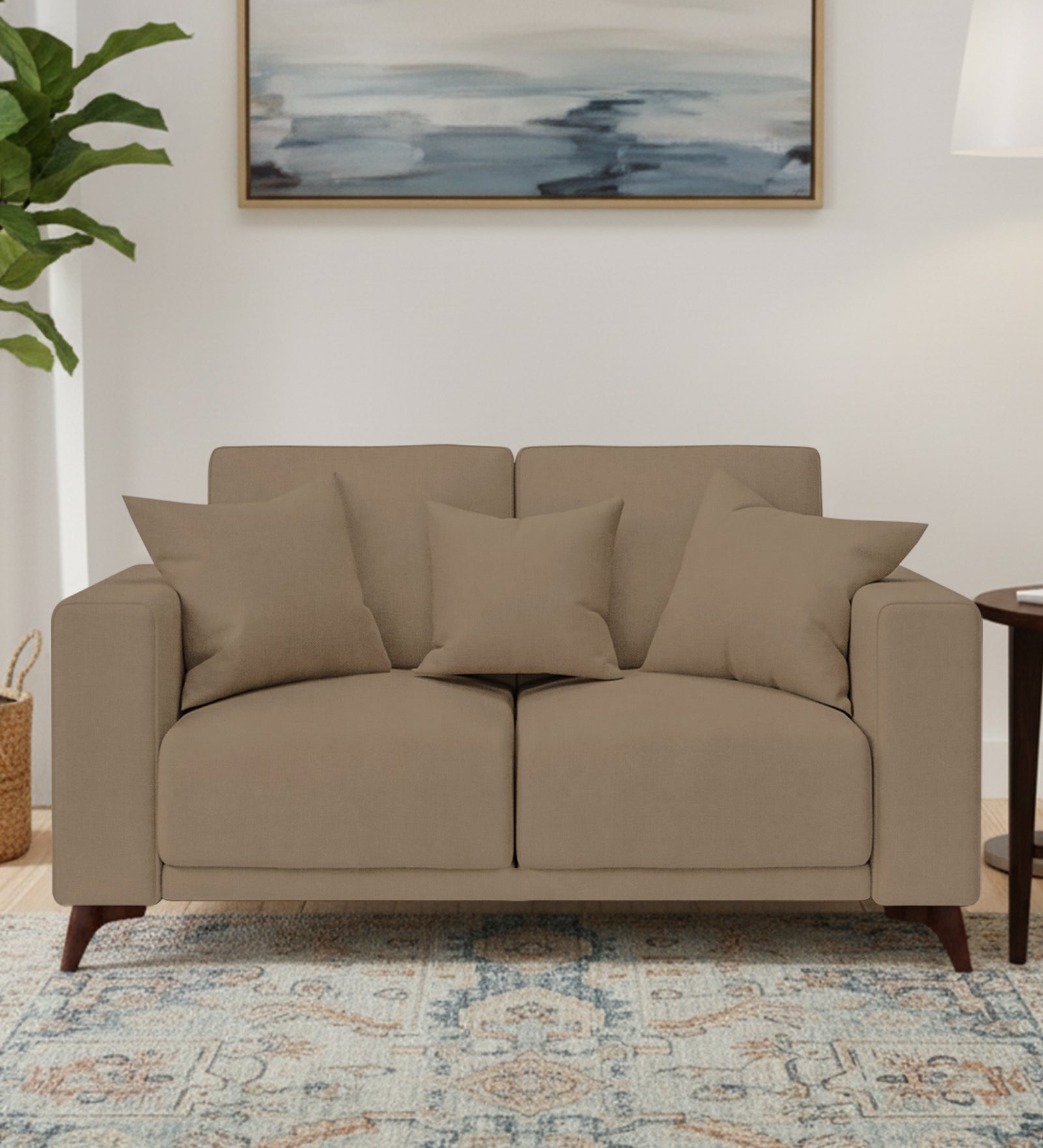 Luca Fabric 2 Seater Sofa In Hazel Beige Colour