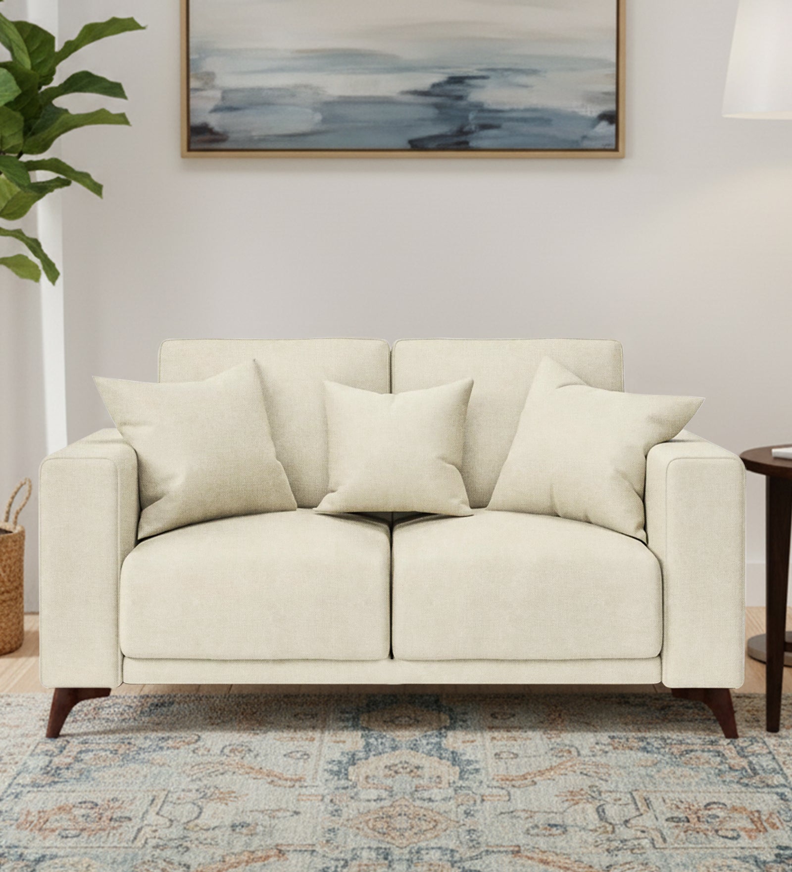 Luca Fabric 2 Seater Sofa In Maple Cream Colour
