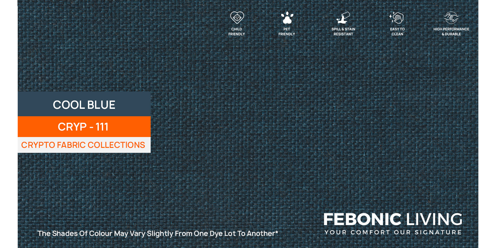 Luca Fabric 3 Seater Sofa In Cool Blue Colour