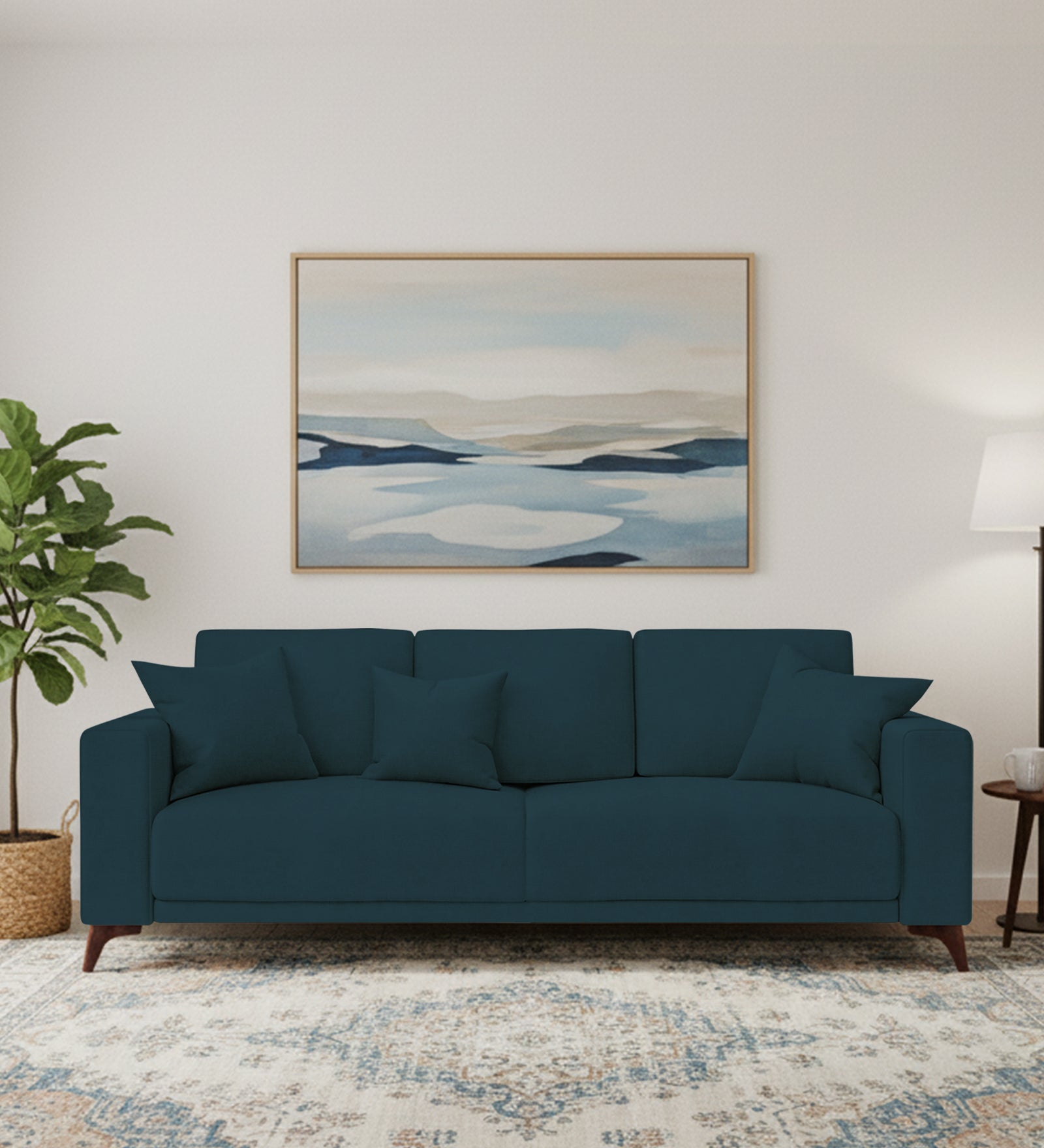 Luca Fabric 3 Seater Sofa In Cool Blue Colour