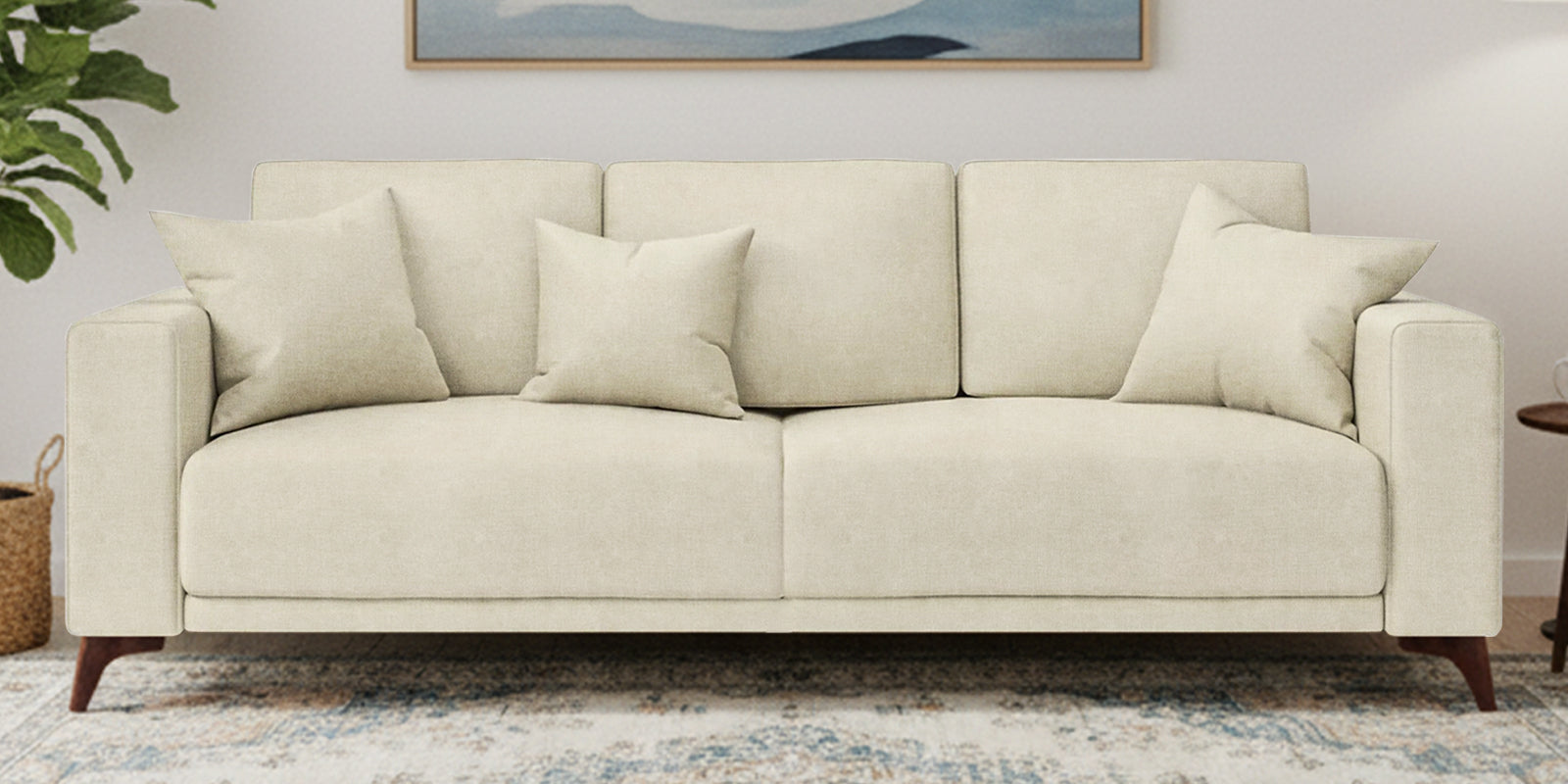 Luca Fabric 3 Seater Sofa In Maple Cream Colour