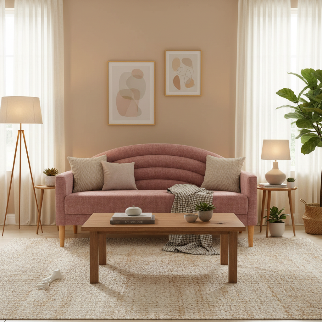 Lucia 2 Seater Fabric Sofa - Salmon Pink