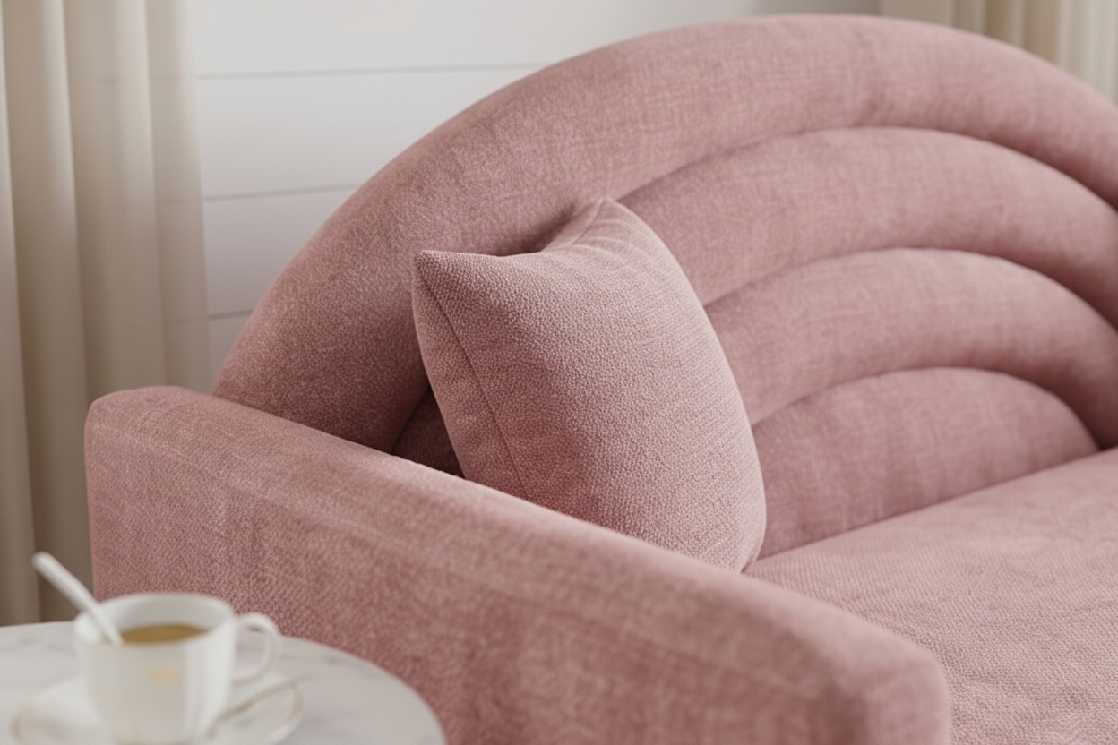 Lucia 3 Seater Fabric Sofa - Salmon Pink