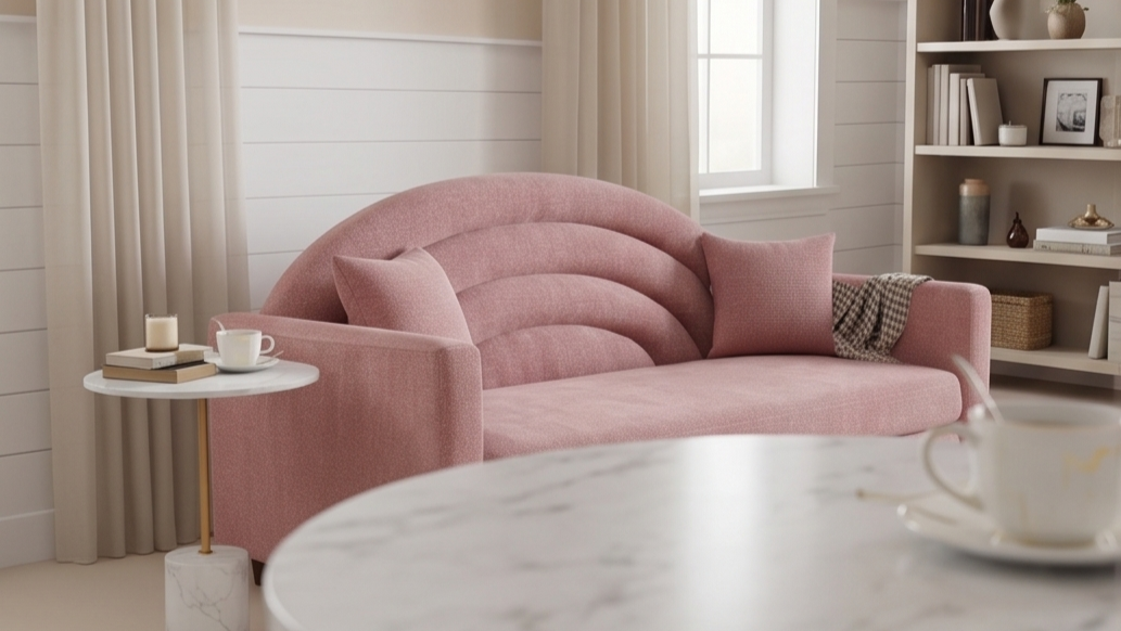 Lucia 3 Seater Fabric Sofa - Salmon Pink