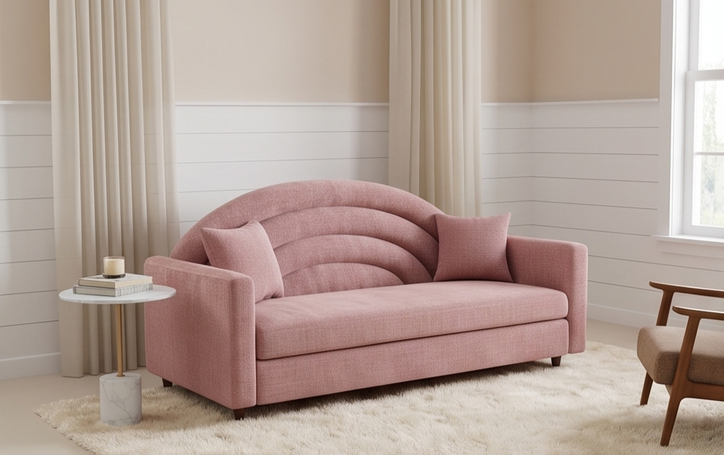 Lucia 3 Seater Fabric Sofa - Salmon Pink