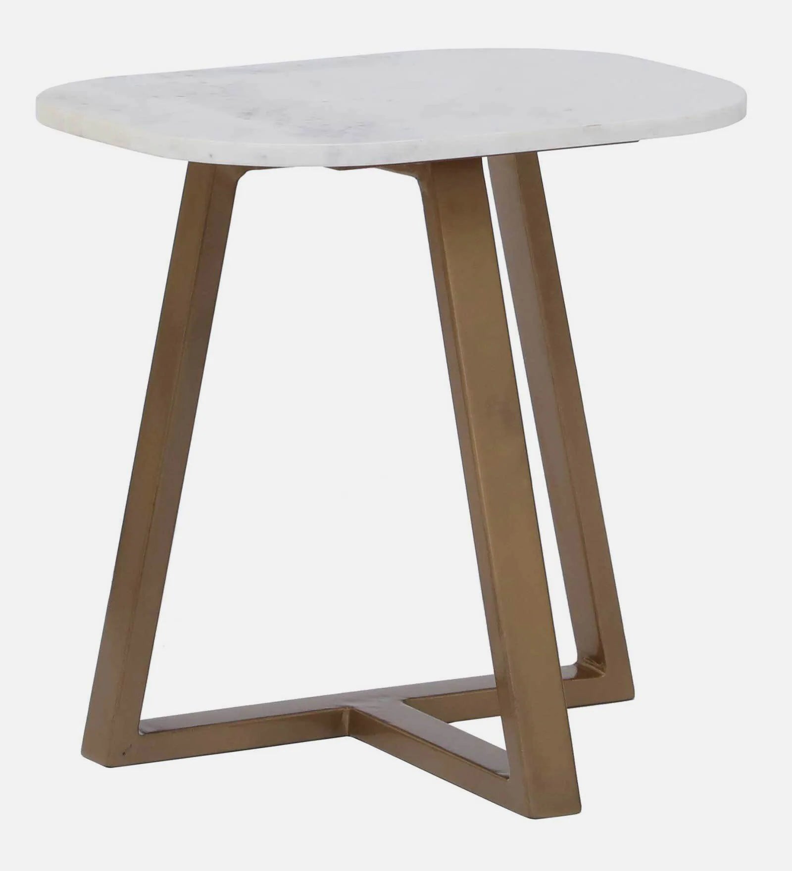 Tampa Metal End Table In Brass Finish With Marble Top - Febonic Living