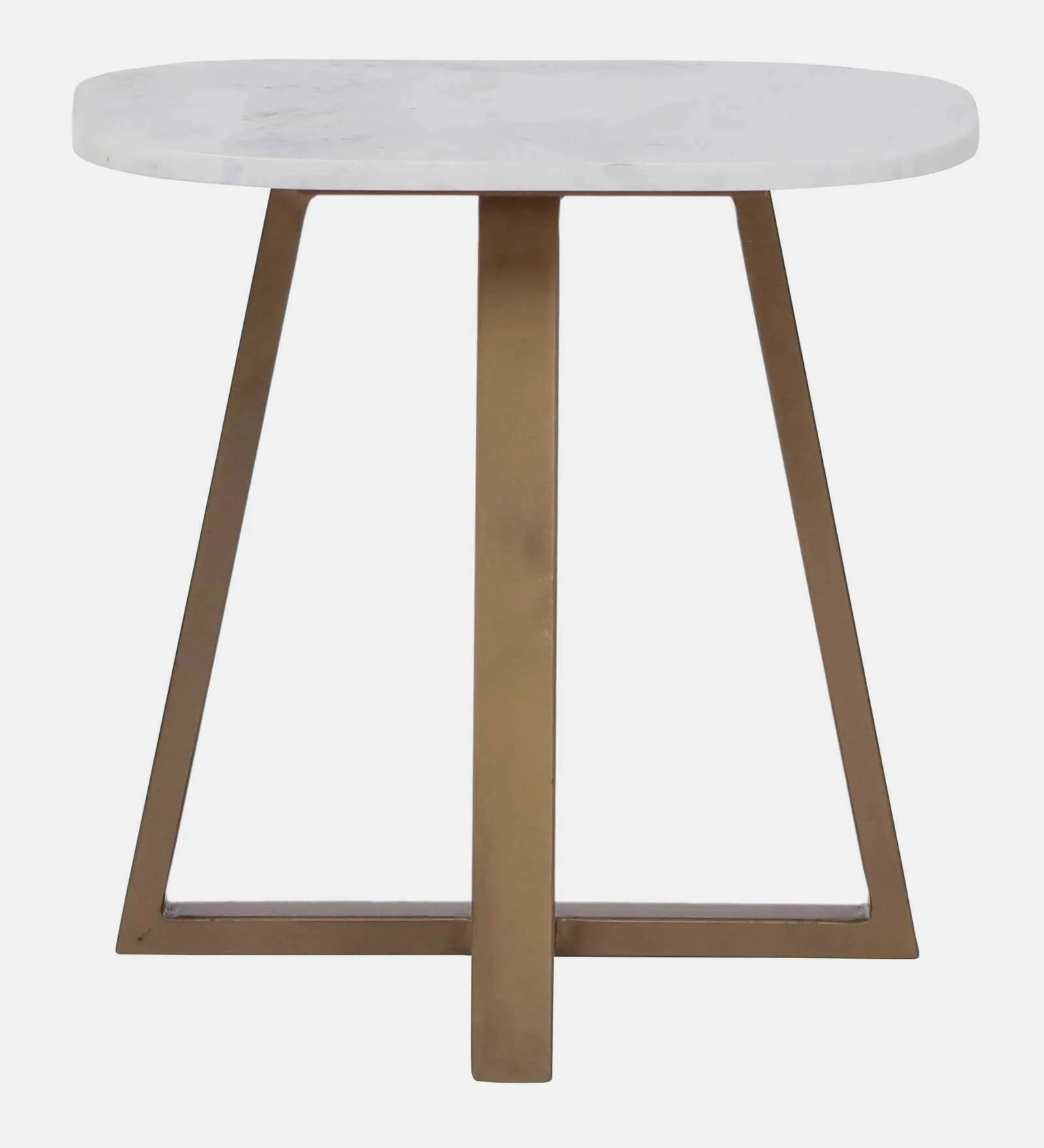 Tampa Metal End Table In Brass Finish With Marble Top - Febonic Living