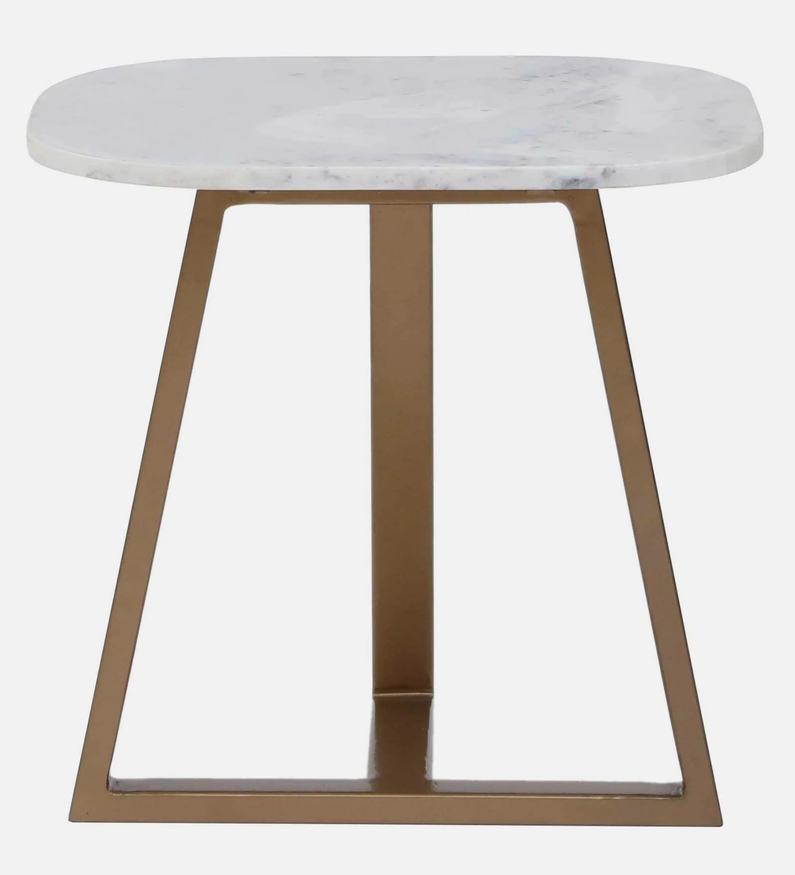 Tampa Metal End Table In Brass Finish With Marble Top - Febonic Living