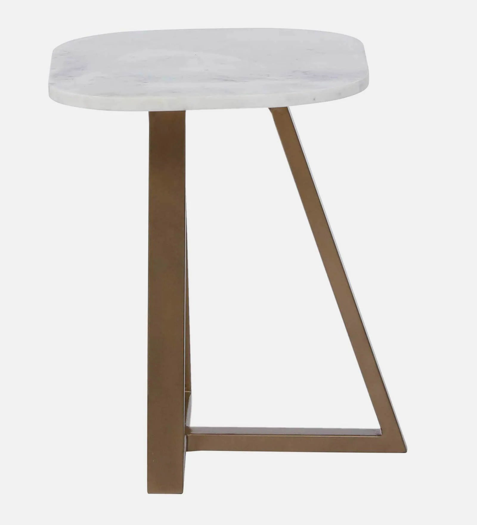Tampa Metal End Table In Brass Finish With Marble Top - Febonic Living