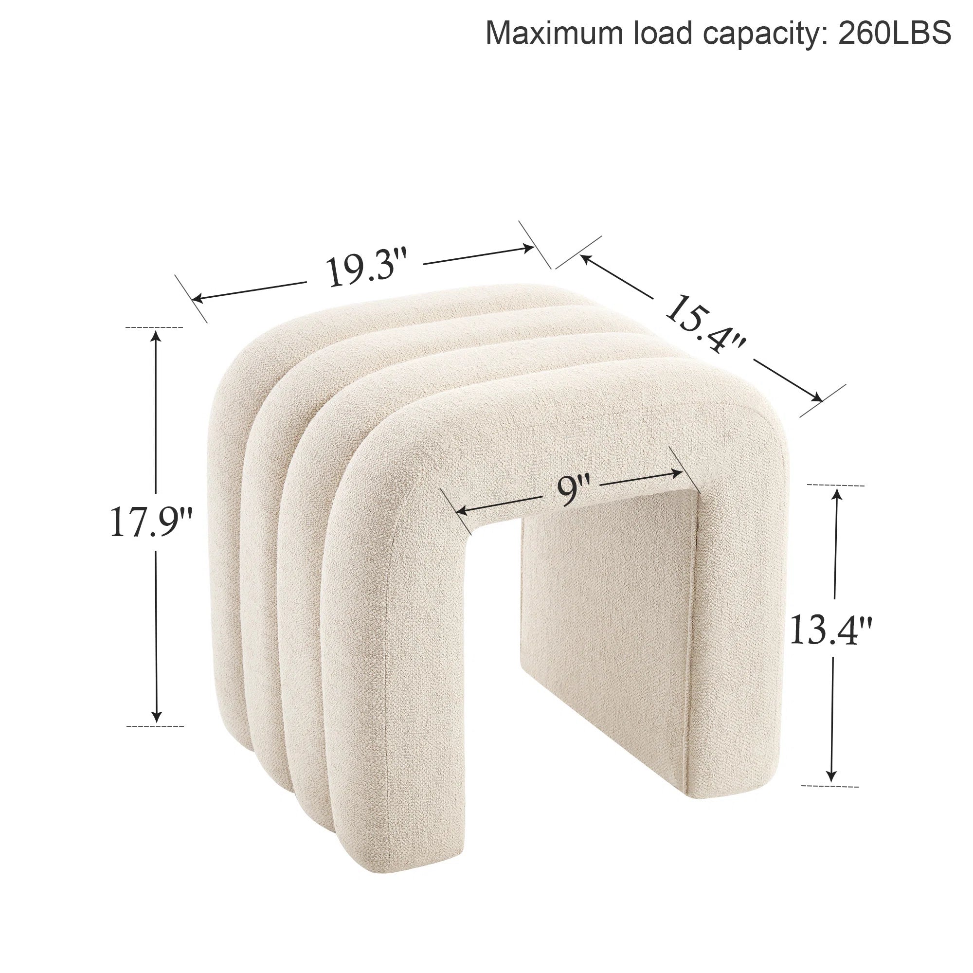 Lunar Boucle Fabric Pouffe In Shell White Colour