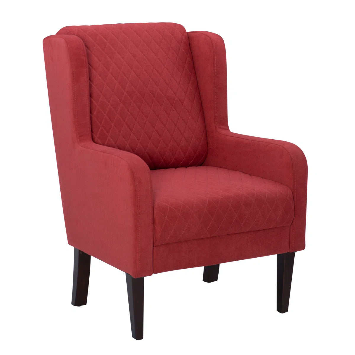 Velani Quilted Wing Chair in Crimson Red Colour
