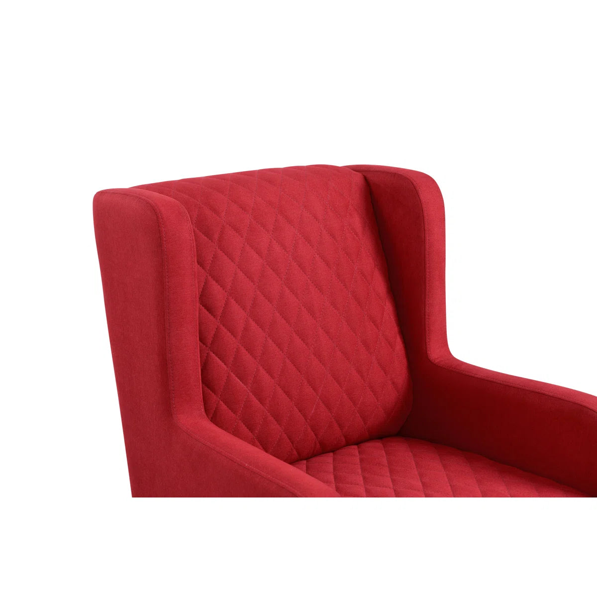 Velani Quilted Wing Chair in Crimson Red Colour