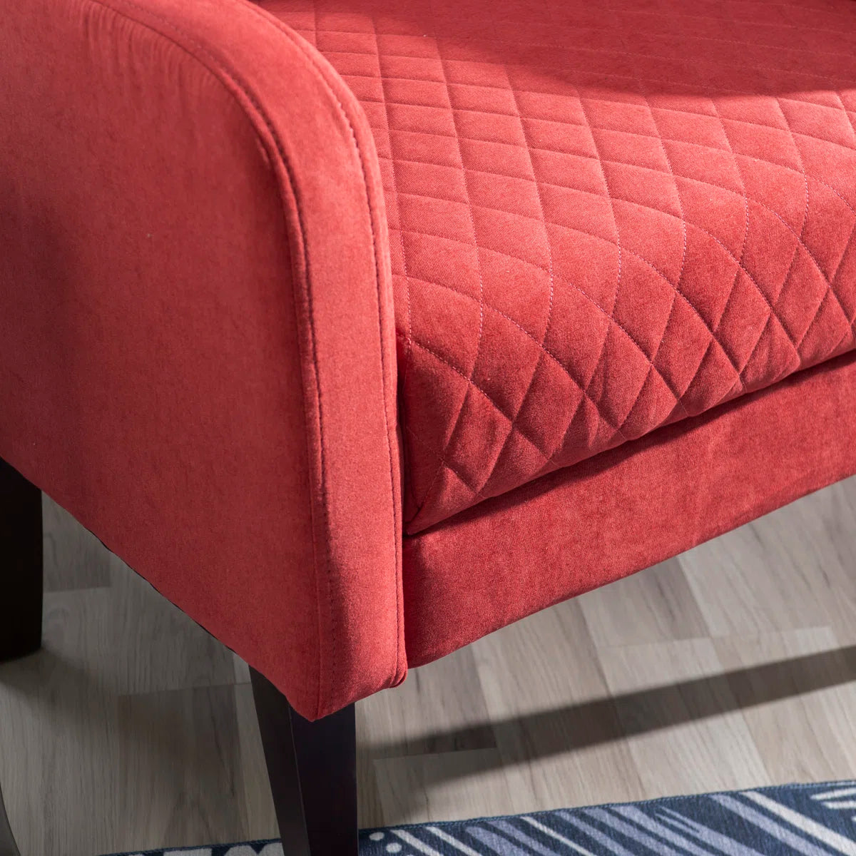 Velani Quilted Wing Chair in Crimson Red Colour