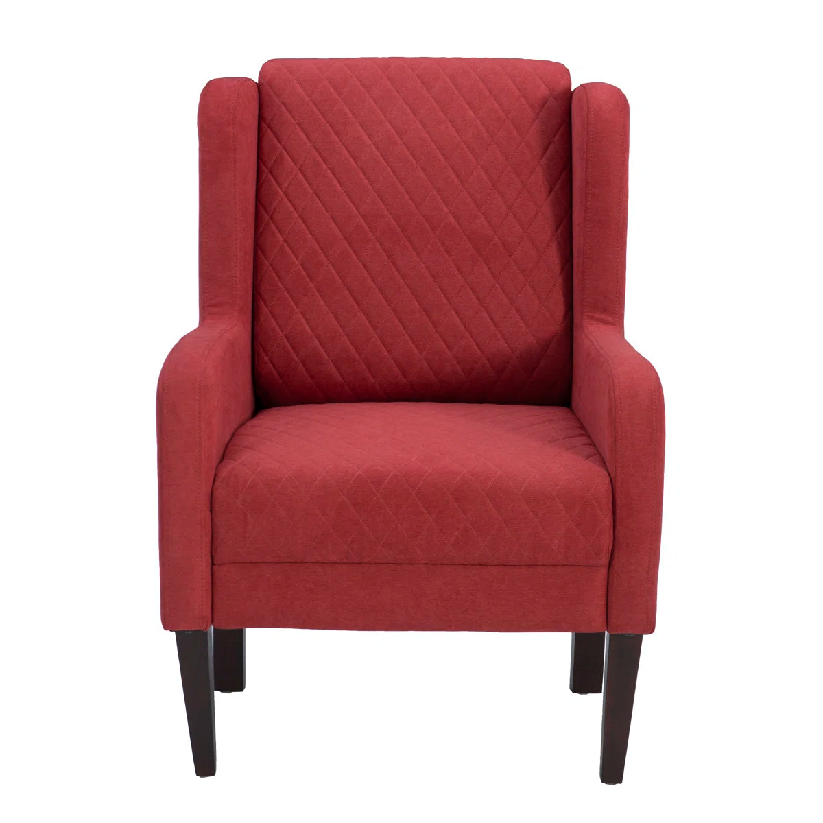 Velani Quilted Wing Chair in Crimson Red Colour