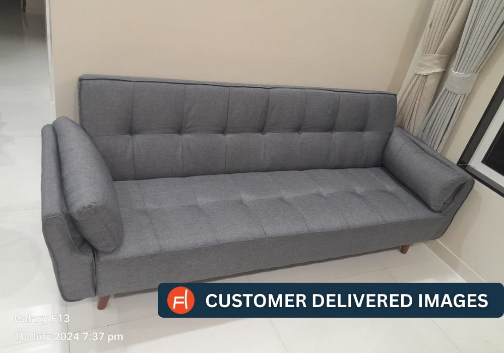 Melano Fabric 3 Seater Convertible Sofa Cum Bed In Caspa Brown Colour - Febonic Living