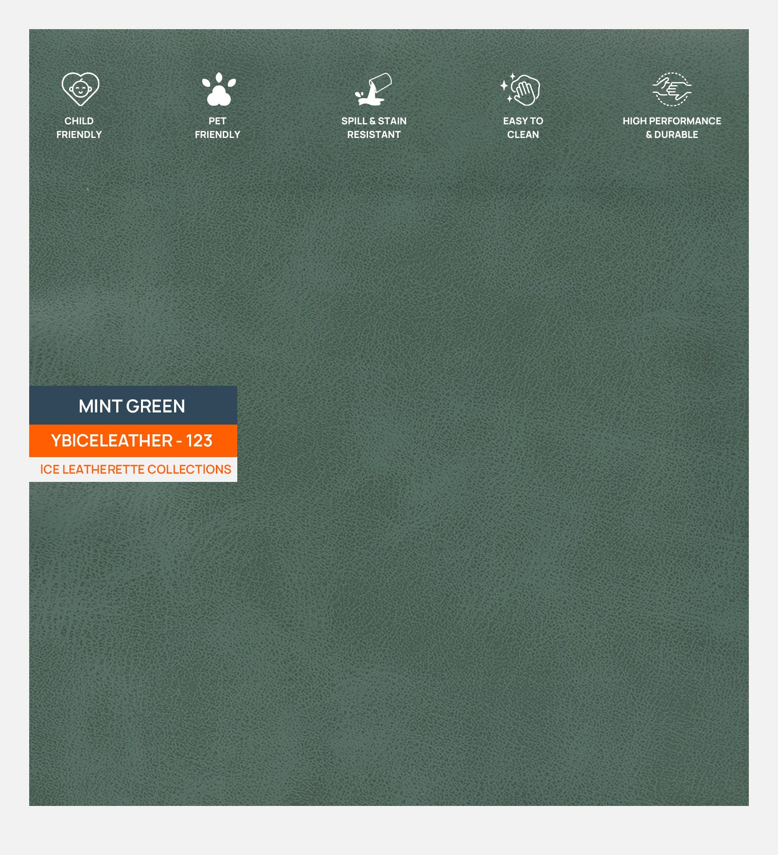 Artificial Leather Swatch Mint Green 123 Code - Febonic Living