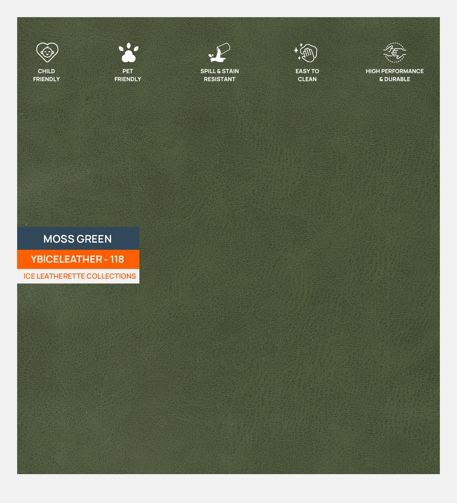 Artificial Leather Swatch Moss Green 118 Code - Febonic Living