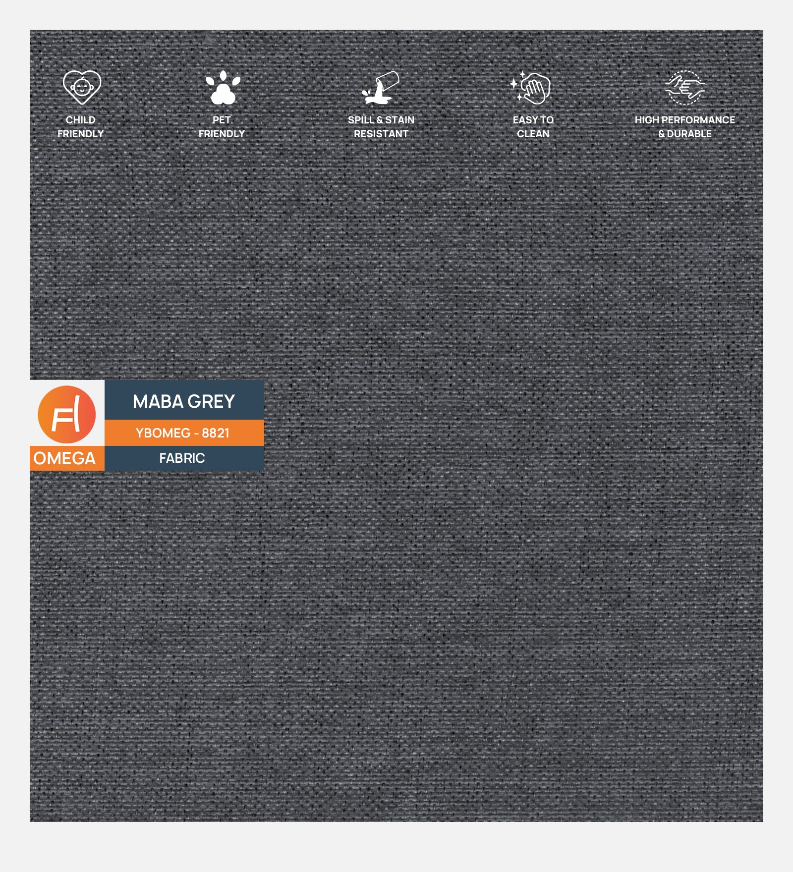 Ribby Fabric 1 Seater Sofa In Maba Grey Colour - Febonic Living