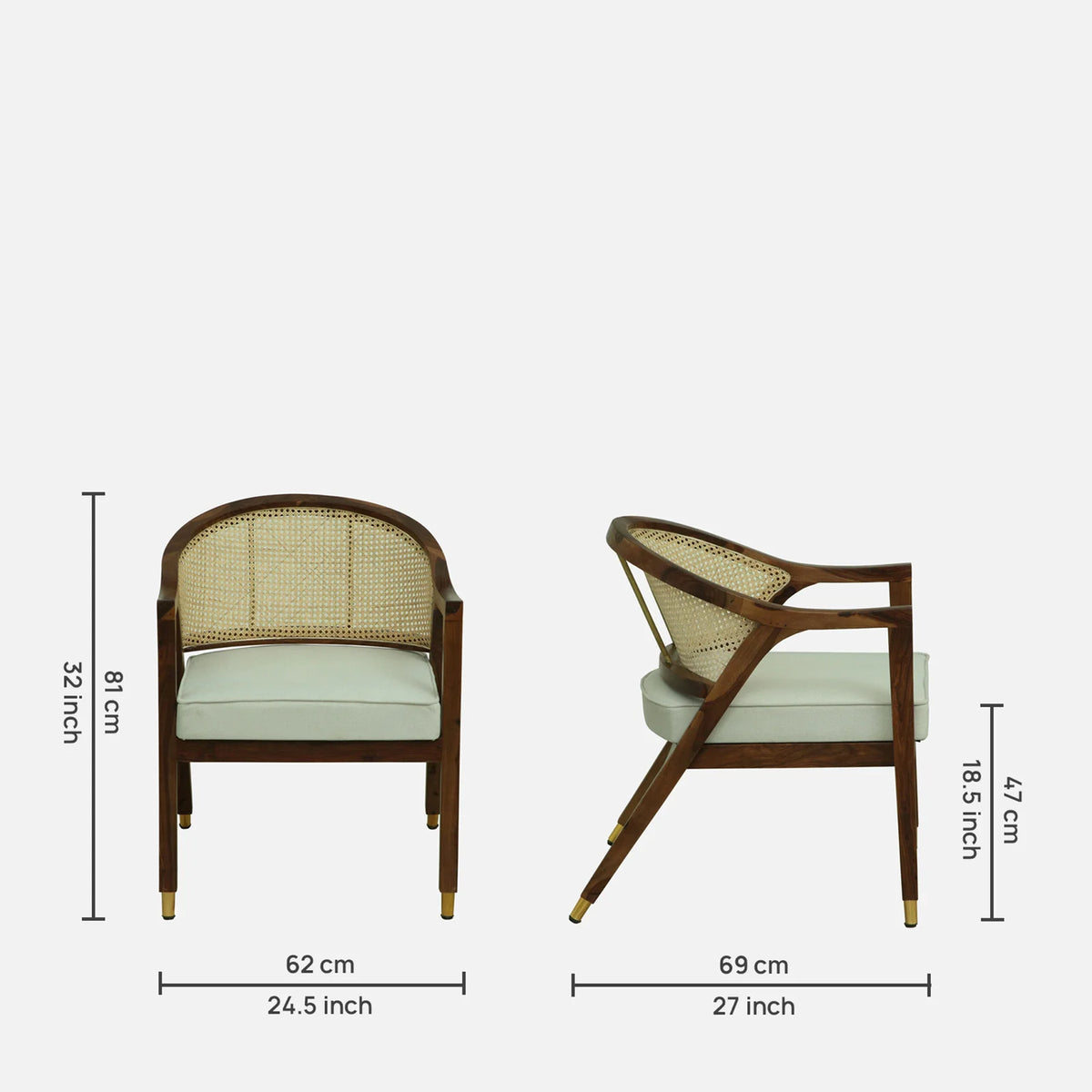 Malta Sheesham Wood Chairs In Provincial Teak Finish (Set Of 2)