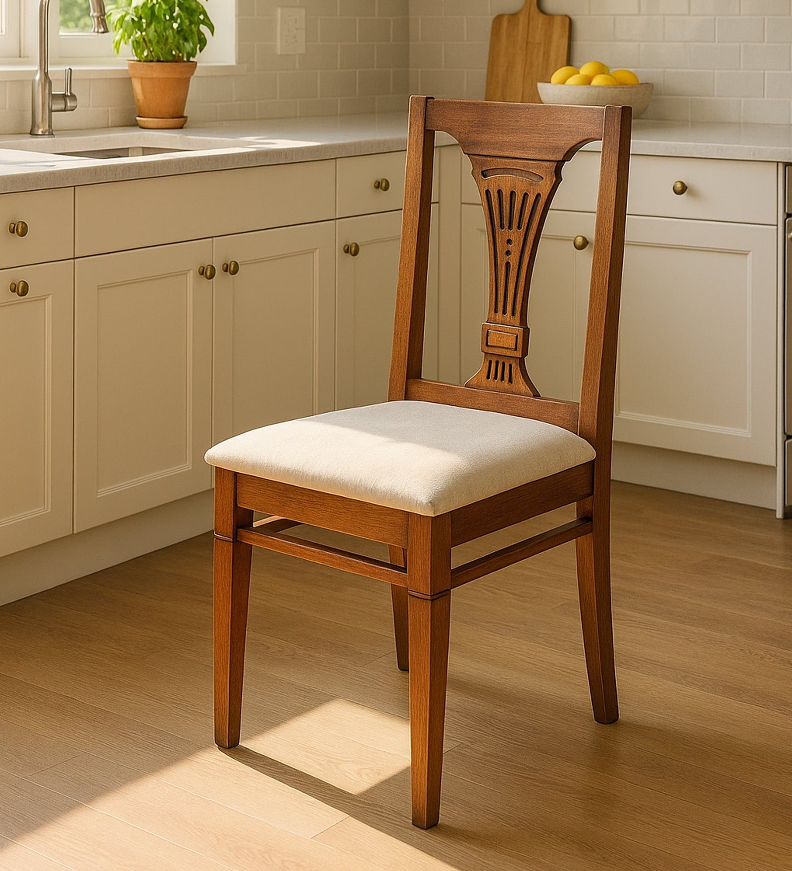 Manara Sheesham Wood 6 Seater Dining Set in Oak Colour With Marble Top