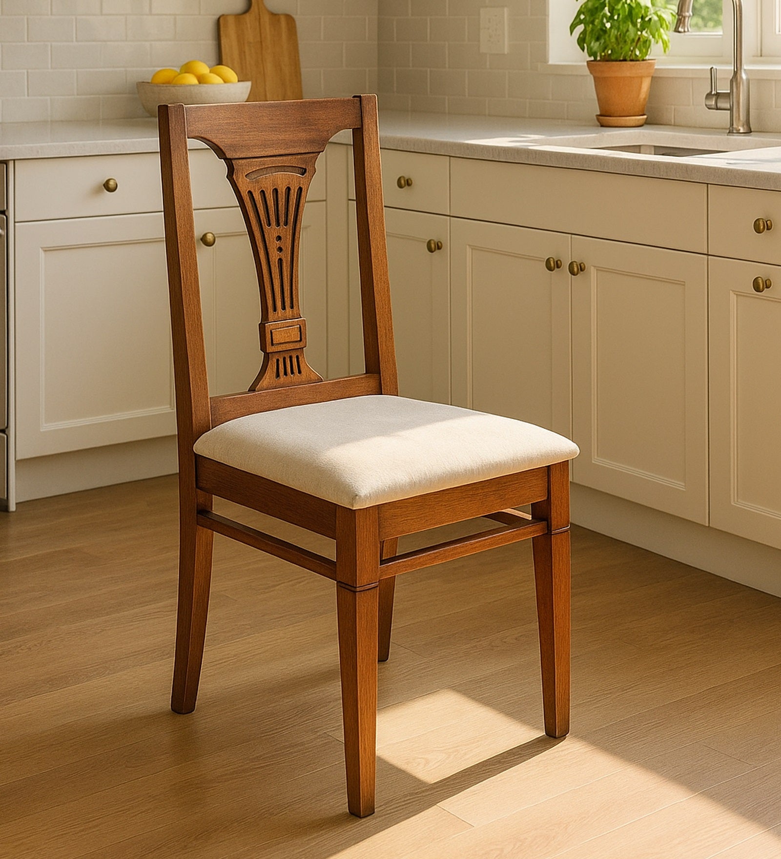 Manara Sheesham Wood 6 Seater Dining Set in Oak Colour With Marble Top