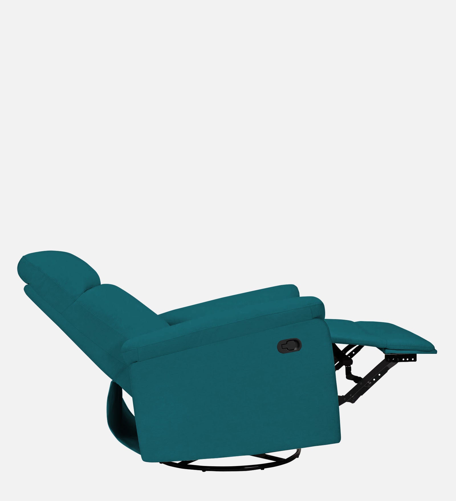 Mandy 1 Seater Motorized Fabric Recliner - Pine Green - Side Reclined View by Febonic Living