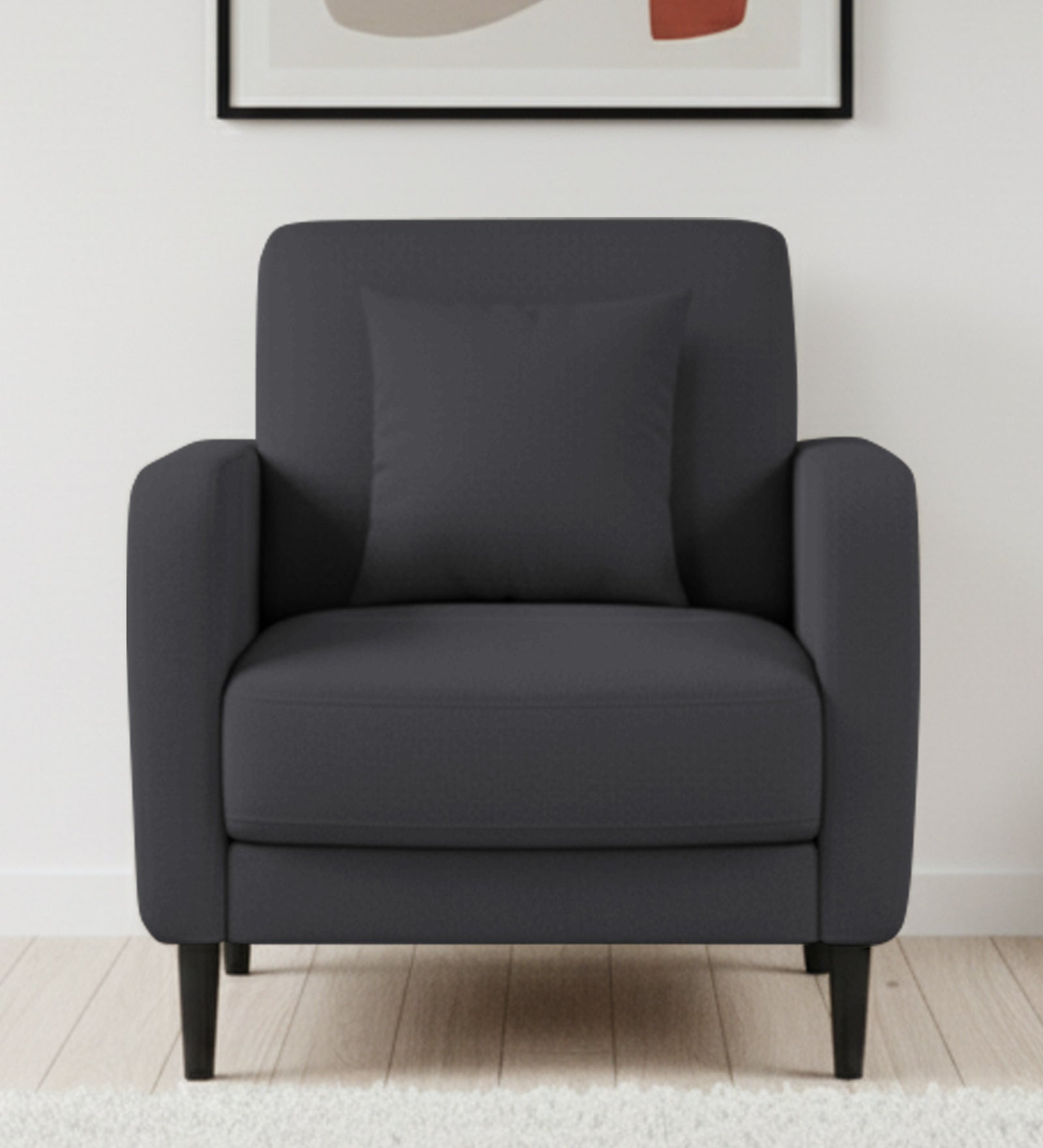 Marq Fabric 1 Seater Sofa In Charcoal Grey Colour