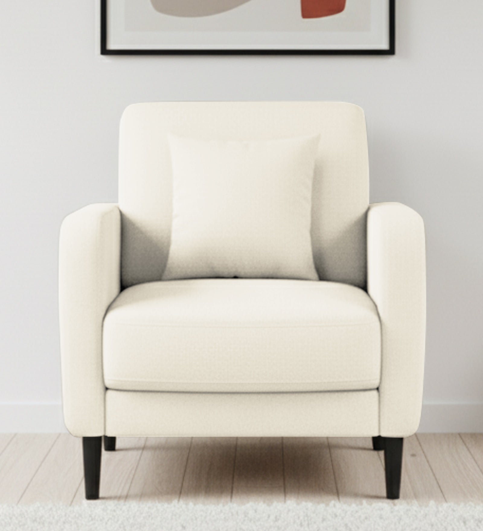 Marq Fabric 1 Seater Sofa In Ivory Cream Colour