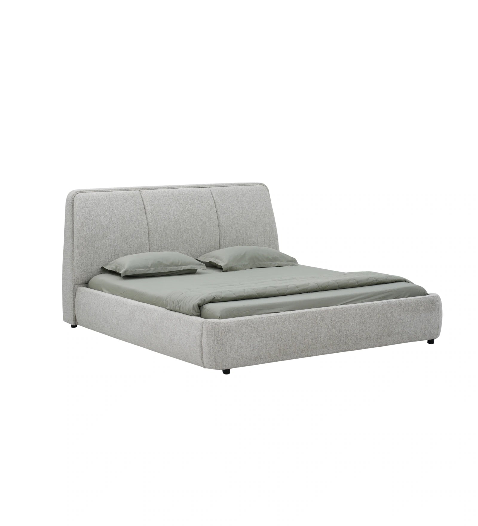 Marsa Fabric Upholstered King Size Bed In Lit Grey Colour