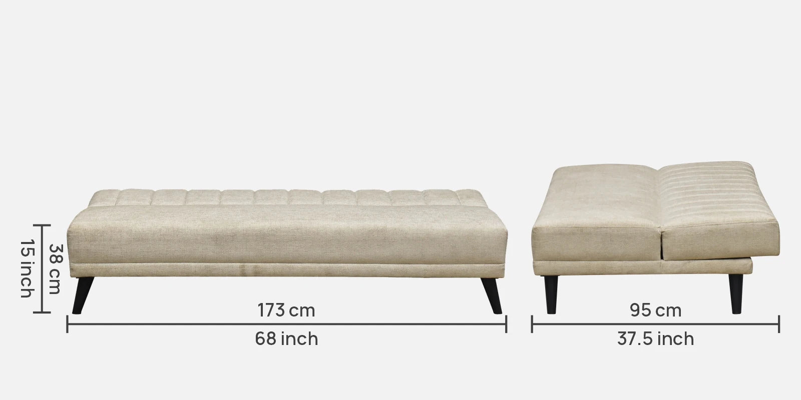 Marvin Fabric 3 Seater Convertible Sofa Cum Bed In Ivory Cream Colour