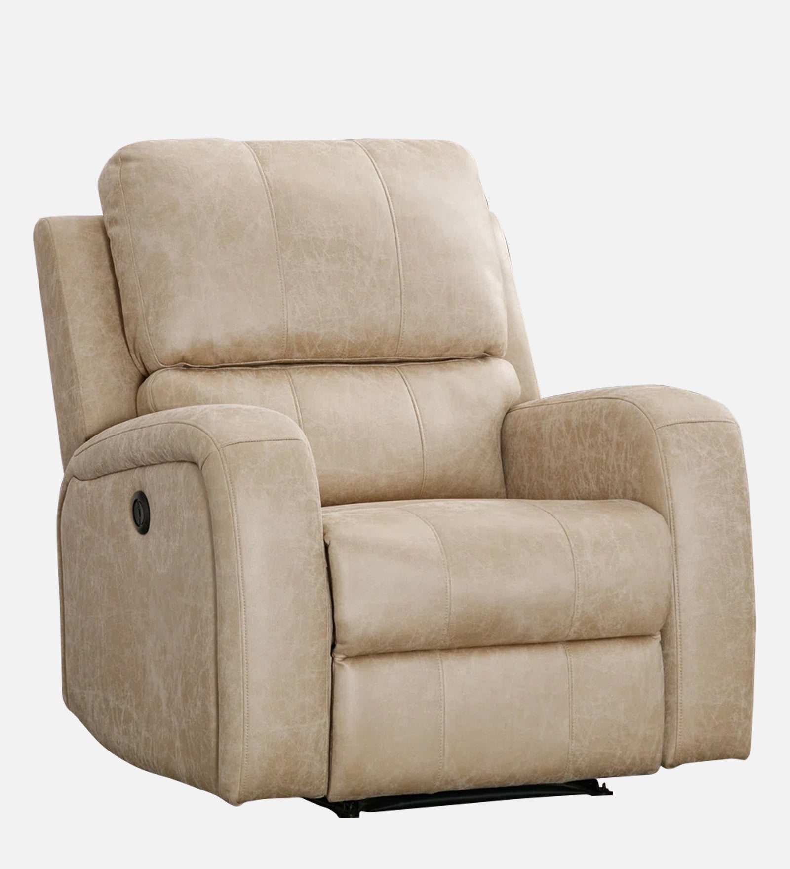 Mason 1 Seater Motorized Leatherette Recliner - Beige - Side View by Febonic Living