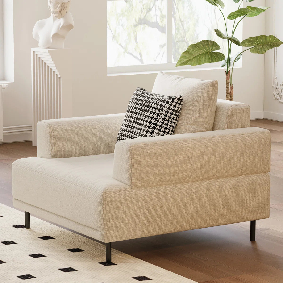 Matrix Fabric 1 Seater Sofa In Ivory Cream Colour