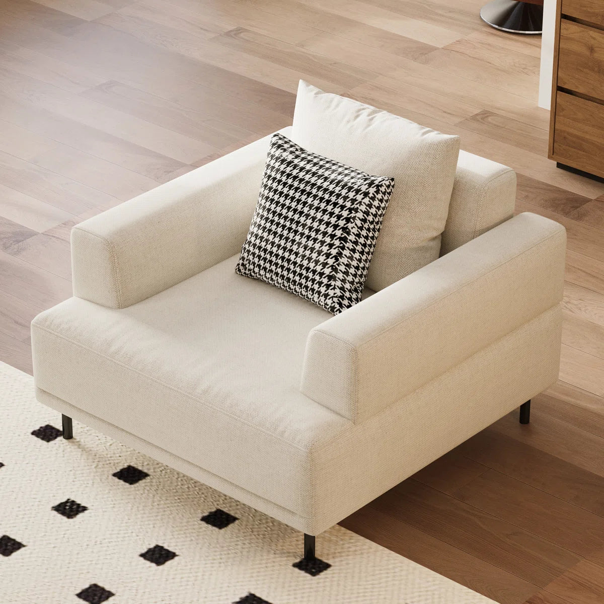 Matrix Fabric 1 Seater Sofa In Ivory Cream Colour