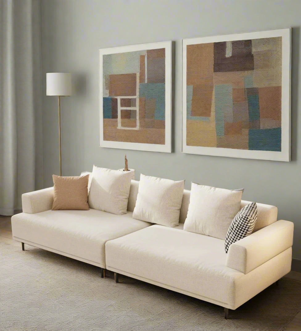 Matrix Fabric 3 Seater Sofa In Ivory Cream Colour