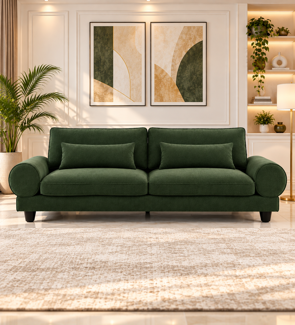 Megan 3 Seater Fabric Sofa - Deep Green