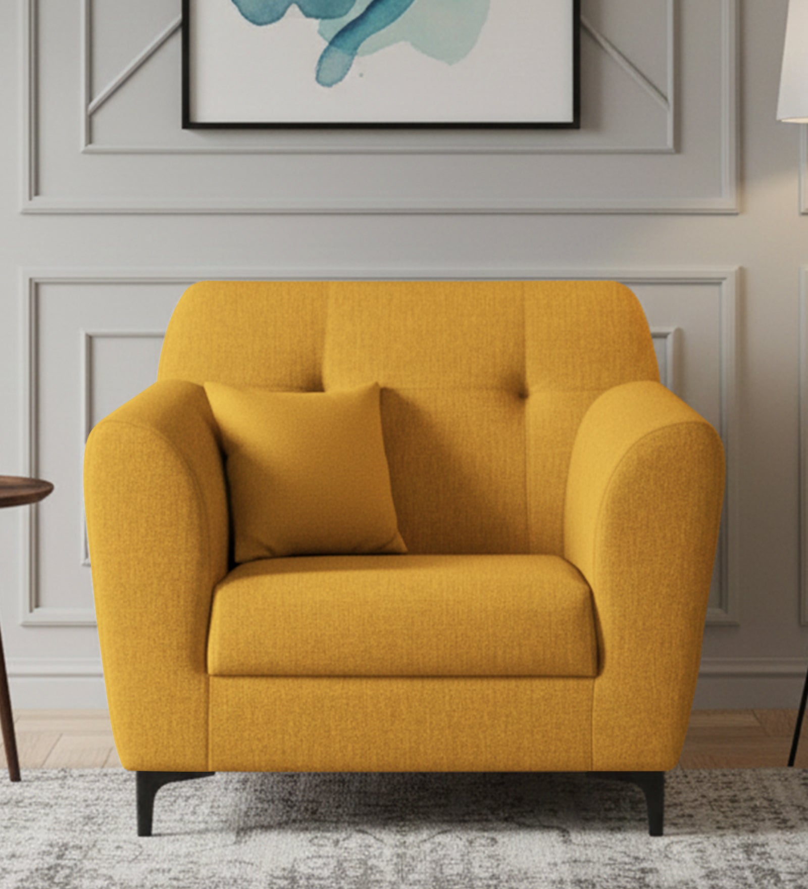 Melaan 1 Seater Fabric Sofa - Bold Yellow by Febonic Living