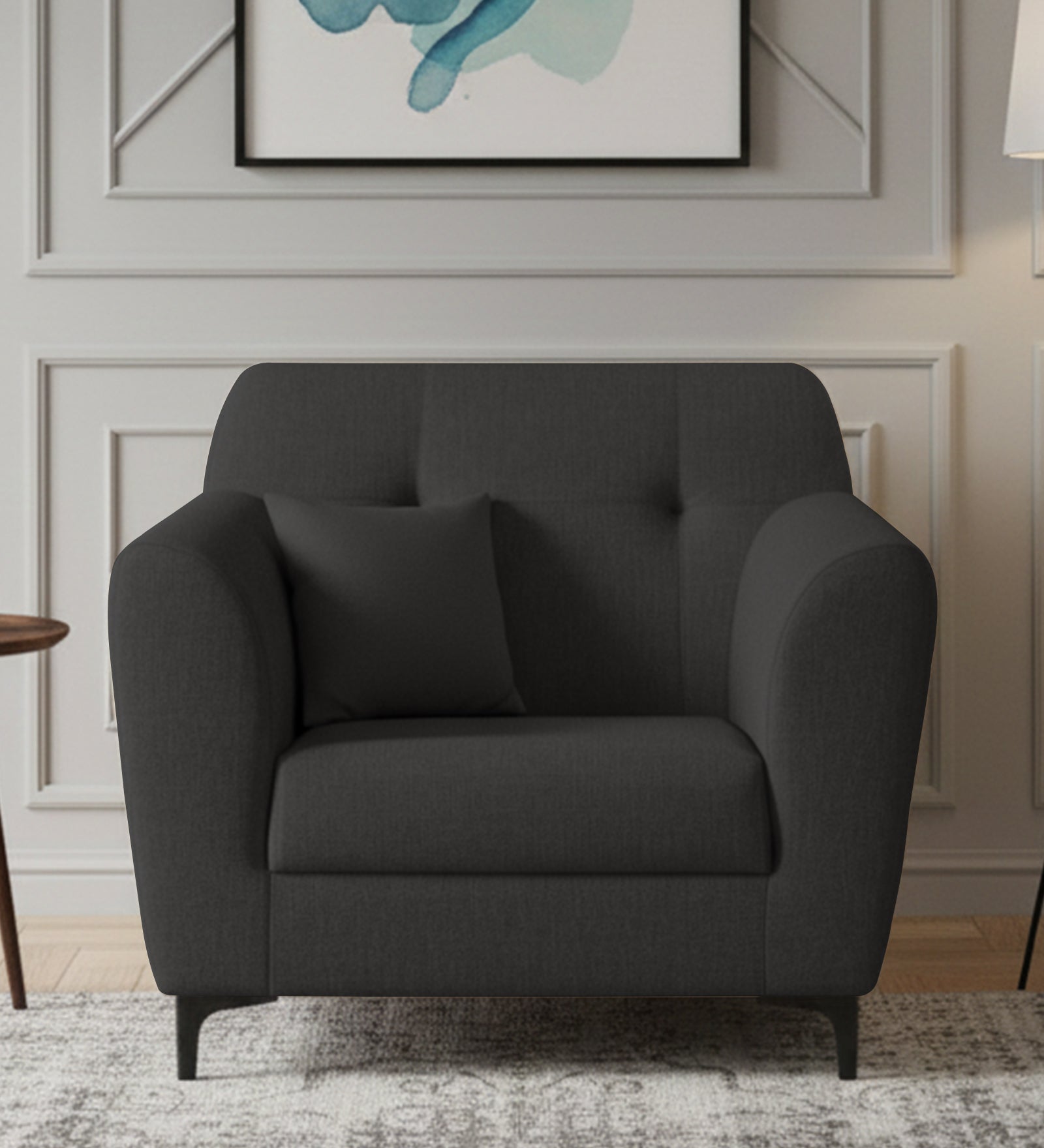 Melaan 1 Seater Fabric Sofa - Charcoal Grey by Febonic Living