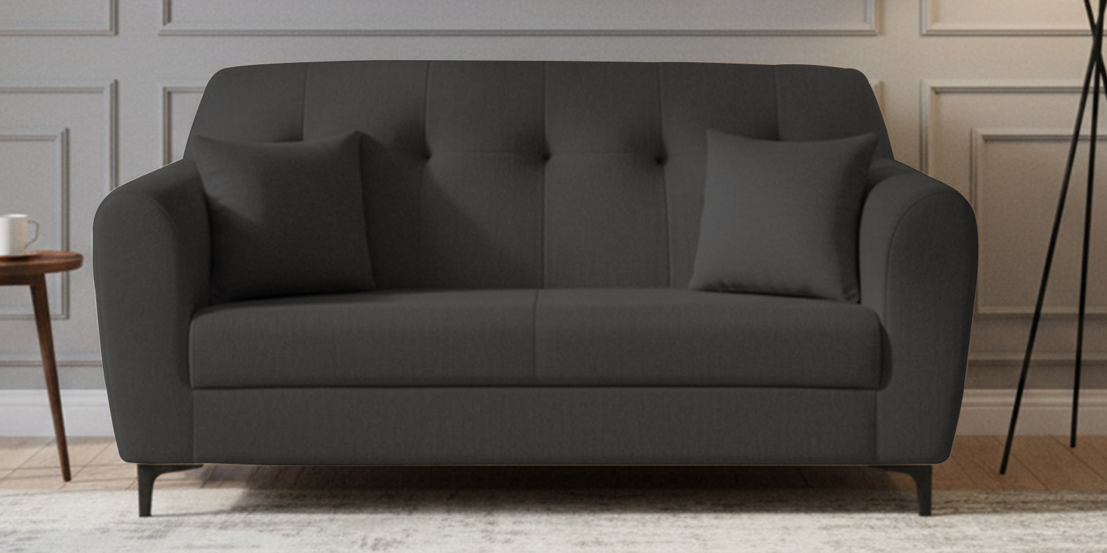 Melaan Fabric 2 Seater Sofa In Charcoal Grey Colour - Febonic Living