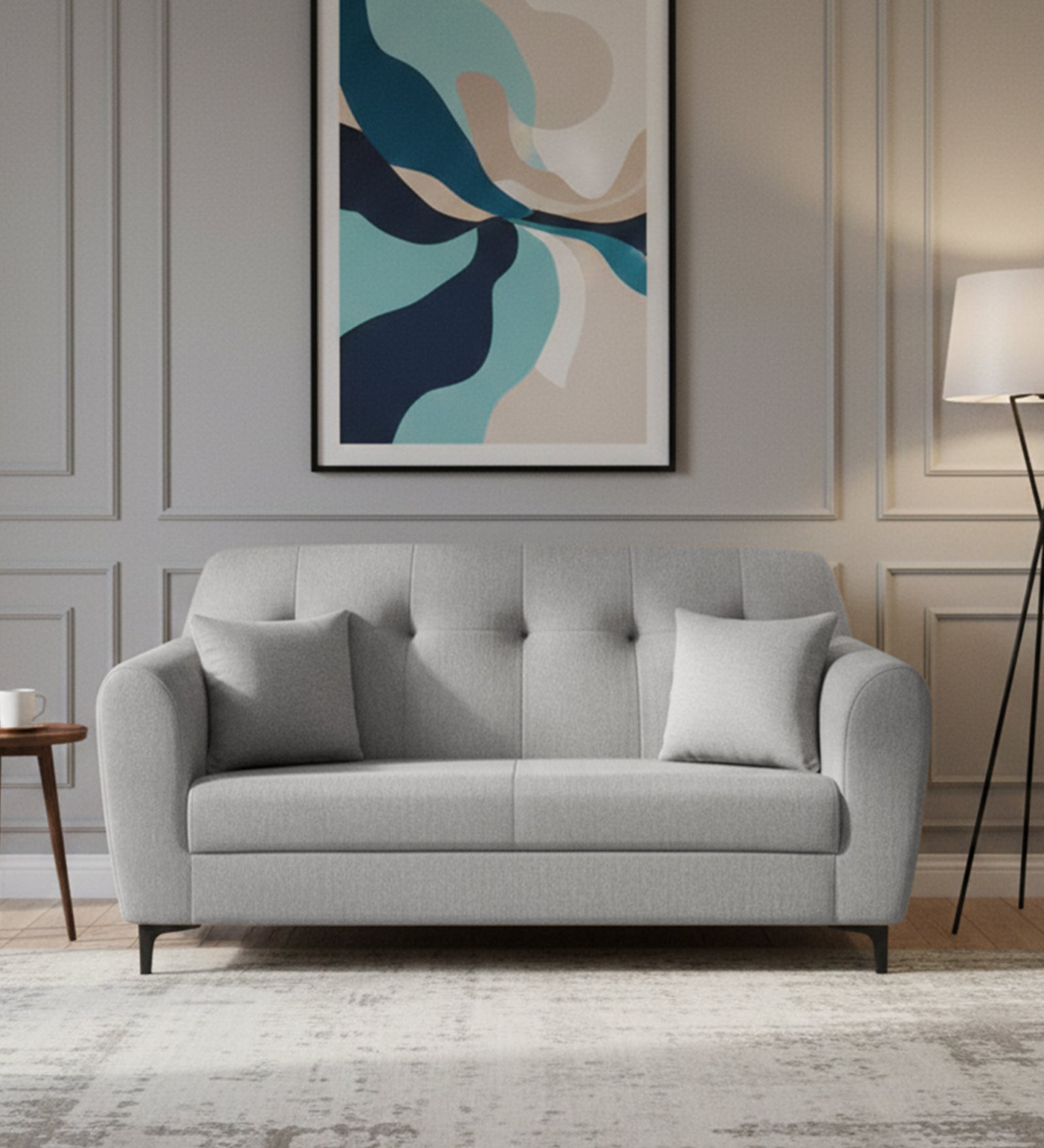 Melaan 2 Seater Fabric Sofa - Lit Grey by Febonic Living