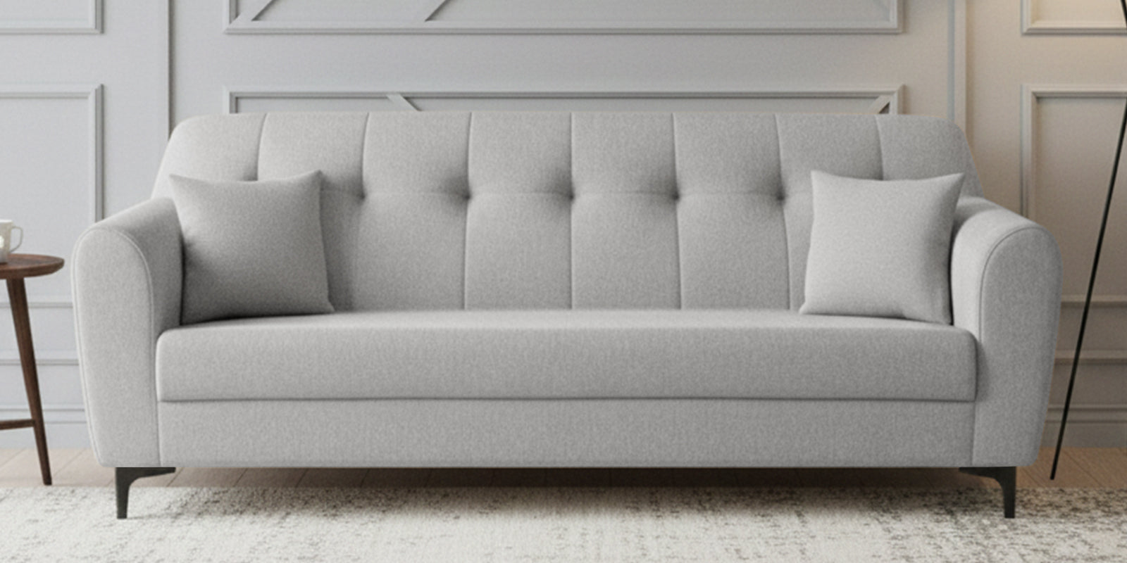 Melaan Fabric 3 Seater Sofa In Lit Grey Colour