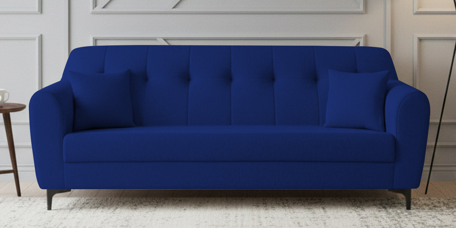 Melaan Fabric 3 Seater Sofa In Royal Blue Colour