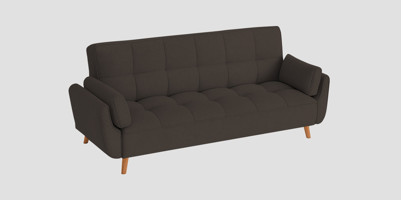 Melano Fabric 3 Seater Convertible Sofa Cum Bed In Caspa Brown Colour