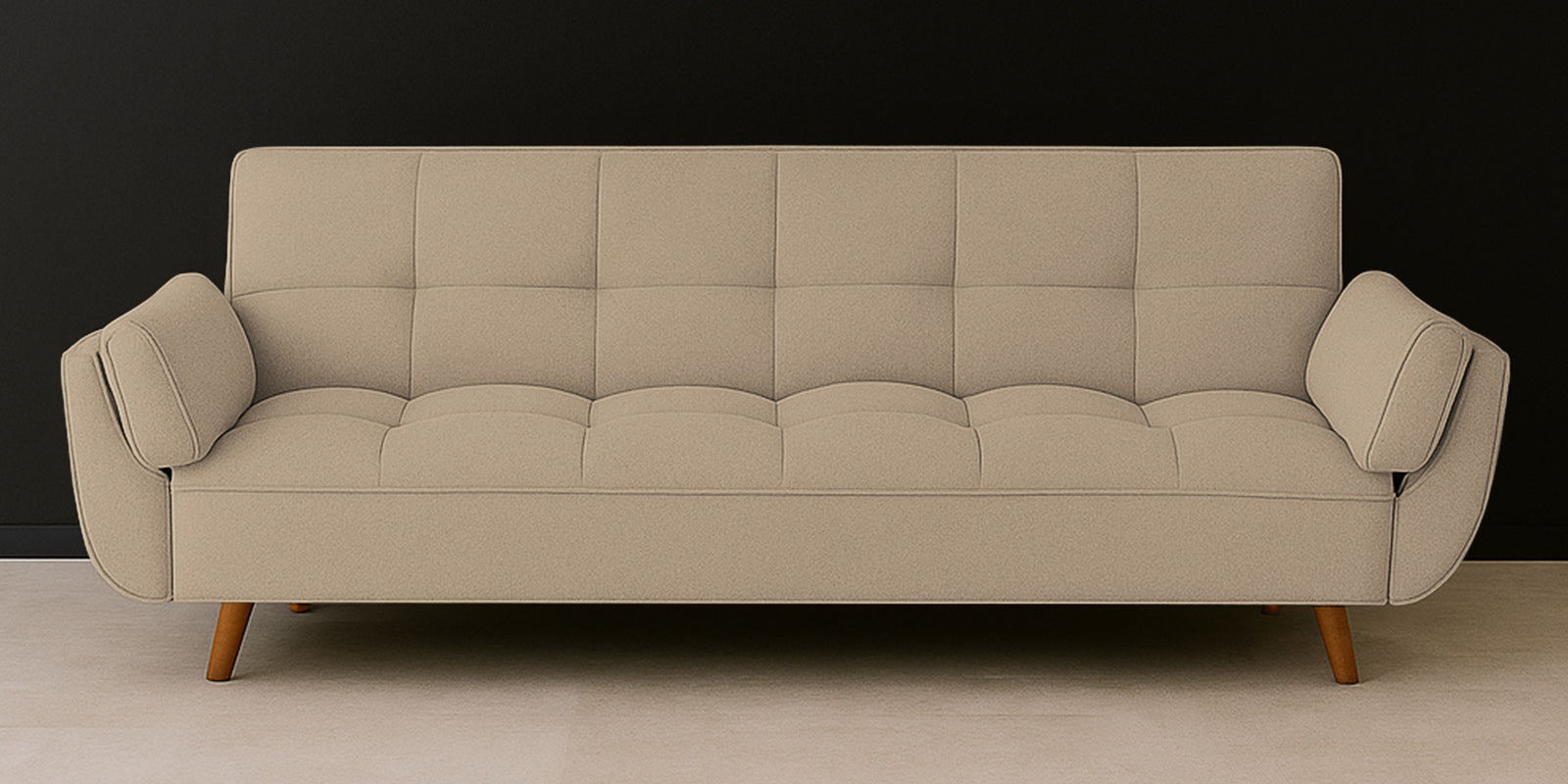 Melano Fabric 3 Seater Convertible Sofa Cum Bed In Olive Beige Colour