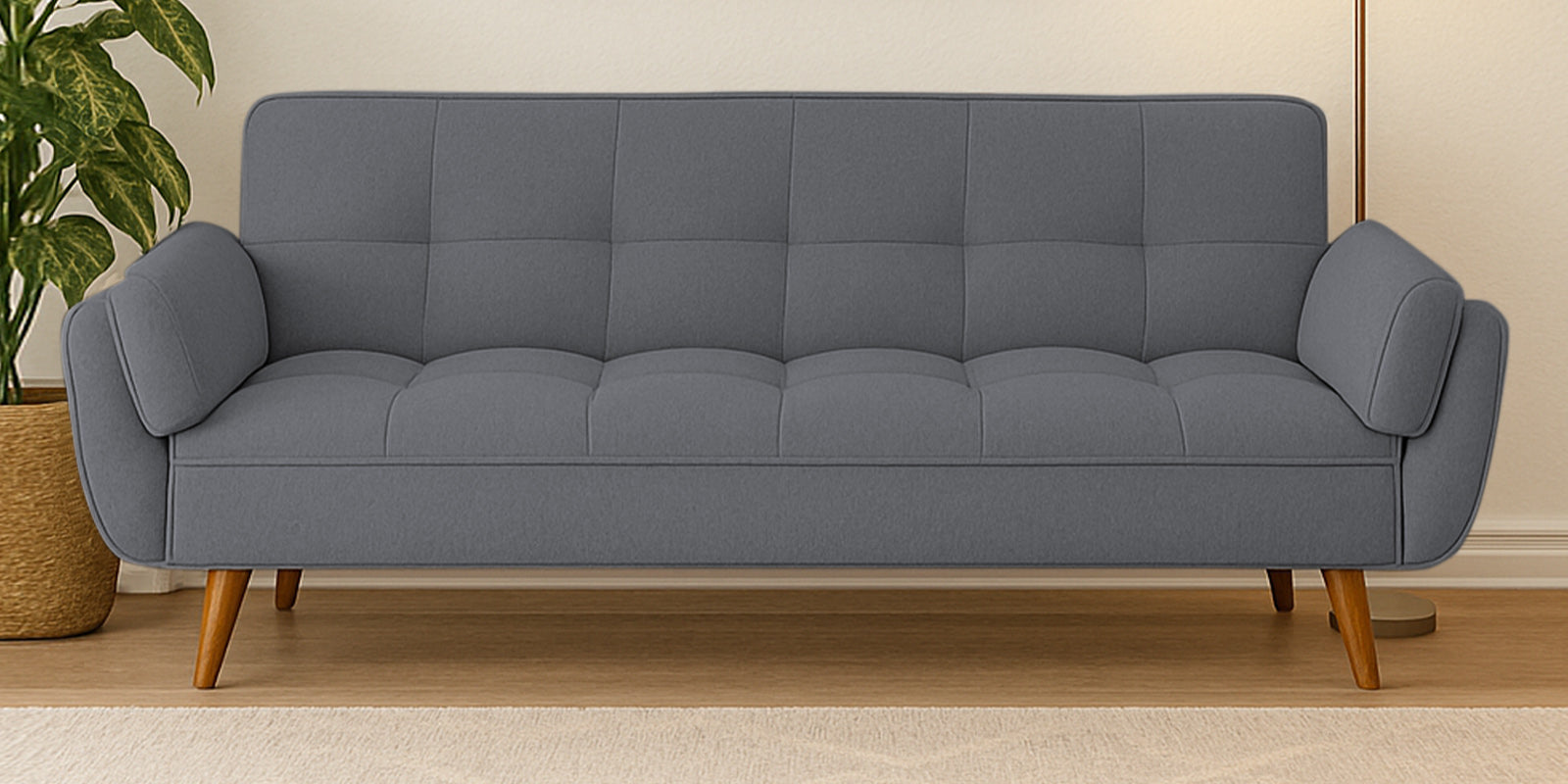 Melano Fabric 3 Seater Sofa In Chalk Grey Colour