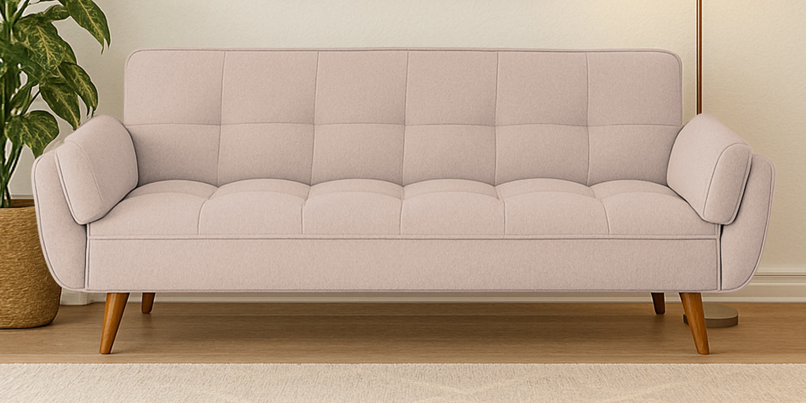 Melano Fabric 3 Seater Sofa In Maple Cream Colour
