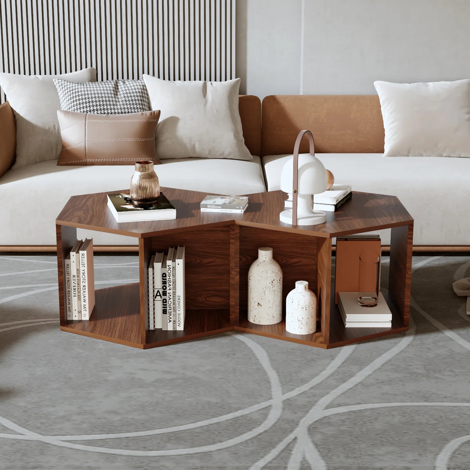 Melva Coffee Table In Oral Wallnut Finish